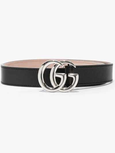 Gucci Kids' Double G Buckle Belt In Black