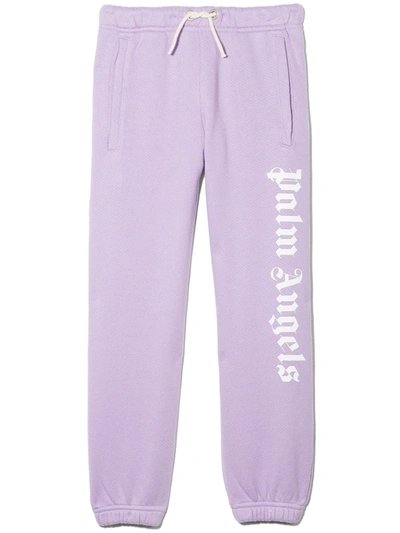 Palm Angels Kids' Logo-print Track Trousers In Purple
