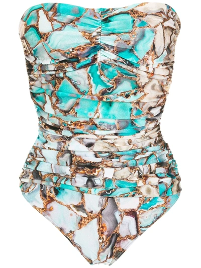 Lygia & Nanny Melissa Marble-print Swimsuit In Blue