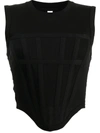 Dion Lee Fine-ribbed Corset Tank Top In Black