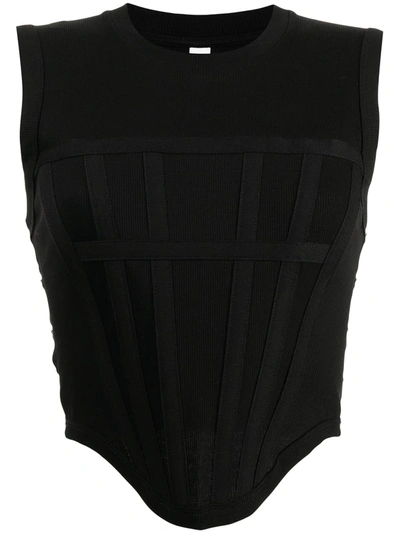 Dion Lee Fine-ribbed Corset Tank Top In Black