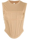 Dion Lee Ribbed Corset Tank Timber Beige In Brown