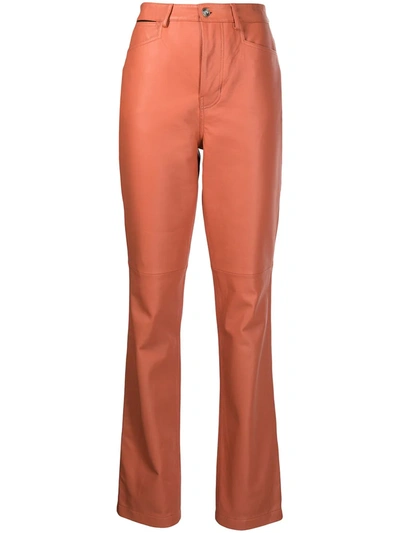 Proenza Schouler White Label Straight-leg Leather Trousers In Orange