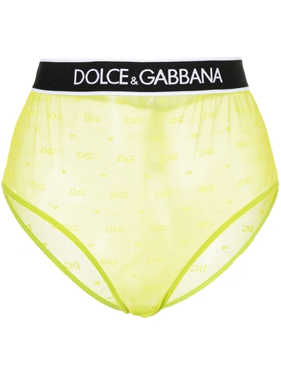Dolce & Gabbana Monogram-pattern Briefs In Yellow