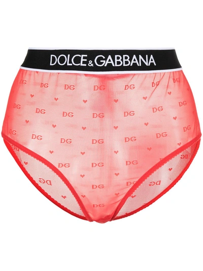 Dolce & Gabbana Monogram-pattern Briefs In Red