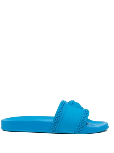 Versace Palazzo Medusa Slide Sandal In Blue