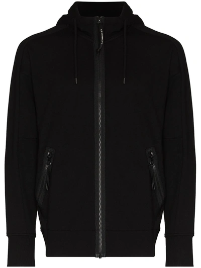 C.p. Company Goggle-detail Zip-up Hoodie In Nero