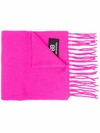 Balenciaga Logo Patch Fringed Scarf In Pink