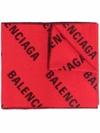 Balenciaga All-over Logo Scarf In Red & Black