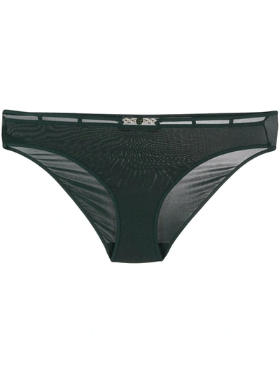 Marlies Dekkers Logo-charm Semi-sheer Briefs In Green