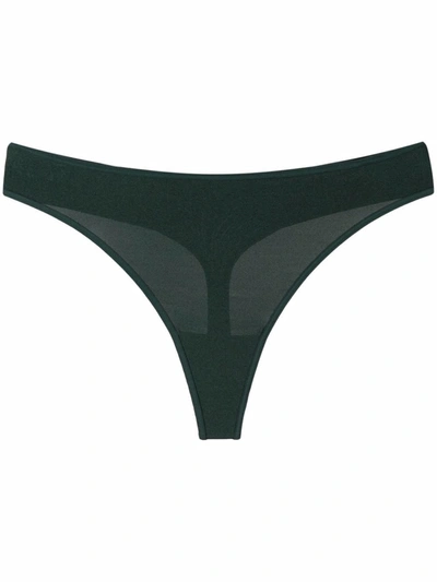 Marlies Dekkers Logo-charm Ring-detail Thong In Green