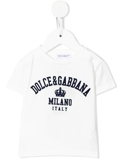 Dolce & Gabbana Babies' Logo-print Crewneck T-shirt In White