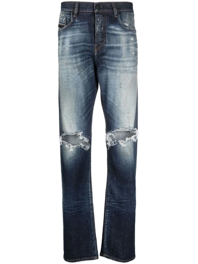 Diesel Viker Distressed-effect Straight Leg Jeans In Blue