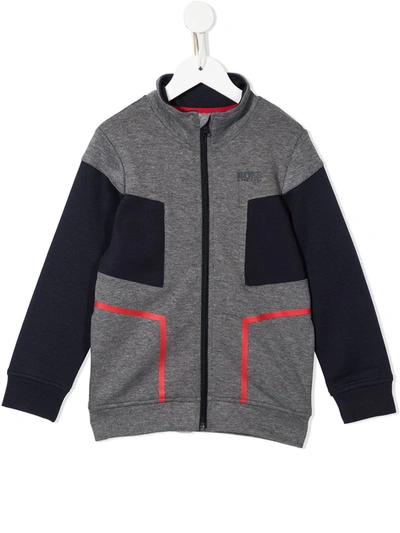 Bosswear Kids' Two-tone Panelled Track Jacket In Grey