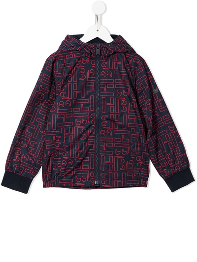Bosswear Kids' Geometric-pattern Zip Jacket In Blue