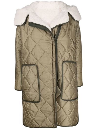 Yves Salomon Quilted Parka Coat In Green