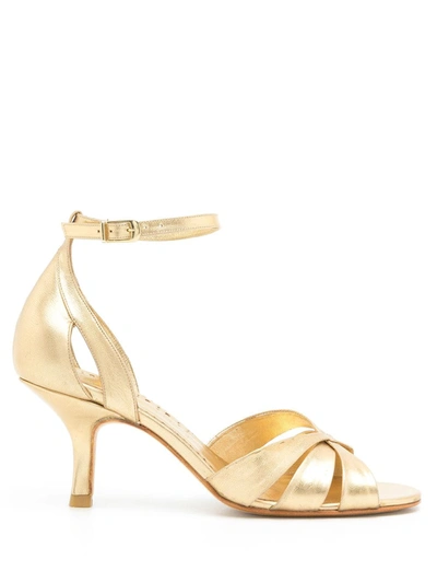 Sarah Chofakian Tunnel Metallic Sandals In Gold