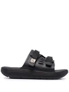 Suicoke Webbing-trimmed Rubber Slides In Black