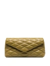 Saint Laurent Sade Puffy Leather Envelope Clutch Bag In Green