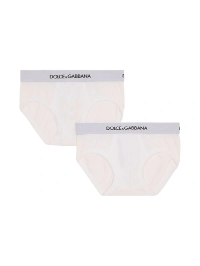 Dolce & Gabbana Kids' Pack Of 2 Logo-waistband Boxer Shorts In White