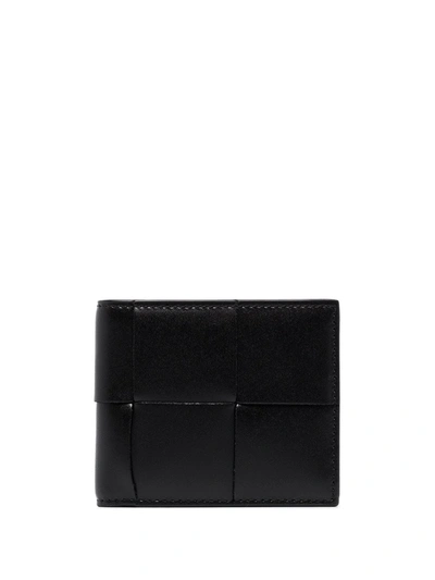 Bottega Veneta Cassette Intrecciato Leather Bi-fold Wallet In Black