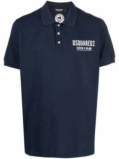 Dsquared2 Embroidered-logo Polo Shirt In Blue