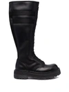 Premiata Striped Knee-high Boots In Black