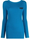 SACAI LONG-SLEEVE RIBBED-KNIT TOP