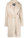 Apparis Bree Faux Fur Wrap Coat In Neutrals