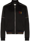 Saint Laurent Embroidered Logo Zipped Bomber Jacket In Black