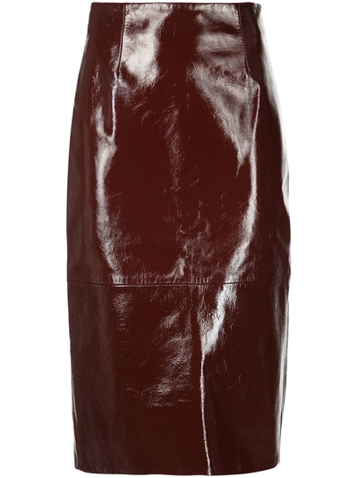 Khaite The May Patent Leather Skirt In Red