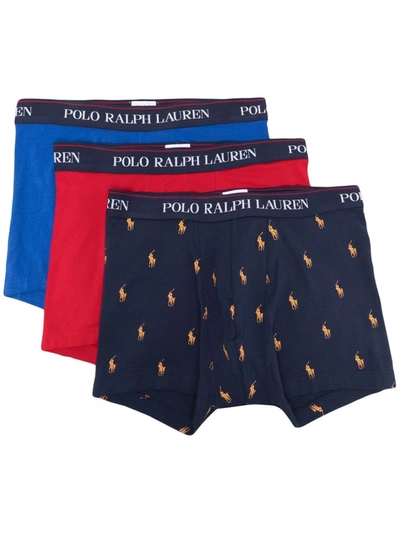 Polo Ralph Lauren Three-pack Logo-waistband Boxers In Blue