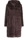 Apparis Celina 2 Paneled Faux Fur Coat In Purple