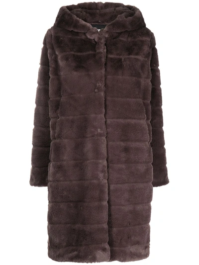 Apparis Celina 2 Paneled Faux Fur Coat In Purple