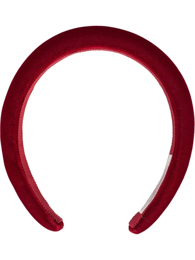 Jennifer Behr Tori Padded Velvet Headband In Red