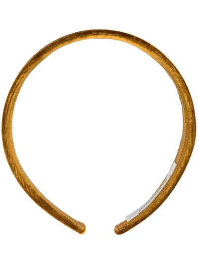 Jennifer Behr Charlize Wide Velvet Headband In Yellow