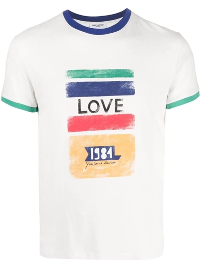 Saint Laurent Love 1984 Cotton T-shirt In White