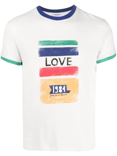 Yves Saint Laurent “LOVE 1984” （正規配布品） Saint Laurent Love 1984 Cotton T-shirt In White | ModeSens
