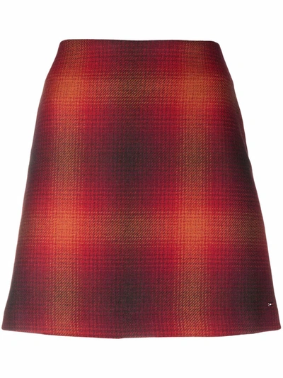 Tommy Hilfiger Check-pattern Wool Skirt In Orange