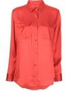 Equipment Slim-cut Long-sleeved Silk Shirt In Orange