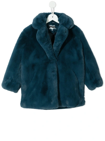 Apparis Kids' Girl's Stella Faux-fur Coat In Blue