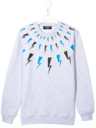 Neil Barrett Teen Graphic-print Cotton Sweatshirt In Grey
