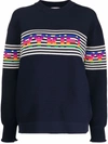 Sonia Rykiel Striped Logo-knit Jumper In Blue