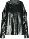 Rta Asymmetric Cut-detail Hoodie In Silver
