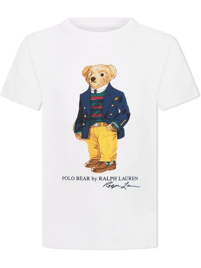 Ralph Lauren Kids' Polo Bear Print T-shirt In White