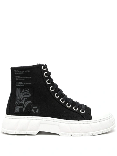 Viron 1982 Hi-top Recycled Canvas-blend Trainers In Blk/grey
