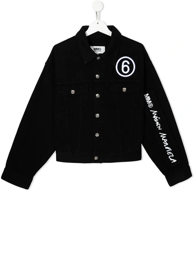 Mm6 Maison Margiela Teen Logo-embroidered Jacket In Black