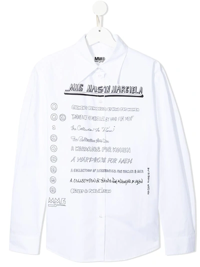 Mm6 Maison Margiela Kids' Slogan Print Shirt In White