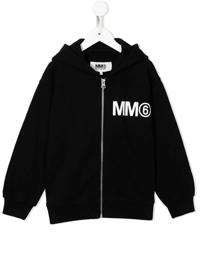 Mm6 Maison Margiela Kids' Logo-printed Hoodie In Black