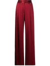 Michelle Mason Wide-leg Silk Satin Trousers In Red